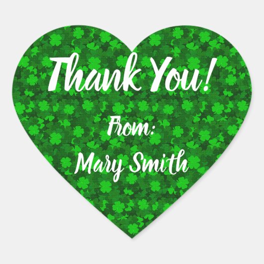 モダンな四葉のクローバー花 ハートシール (正面)