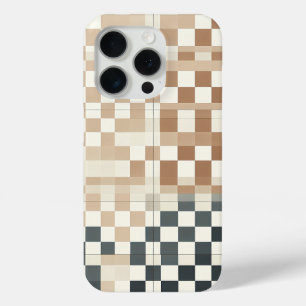 モダンな四象限グラデーションチェック柄のスマホケース iPhone 15 PROケース