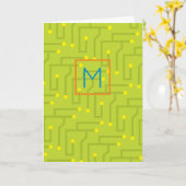 モダンな回路基板 緑 黄 青 オレンジ カード (黄色い花)