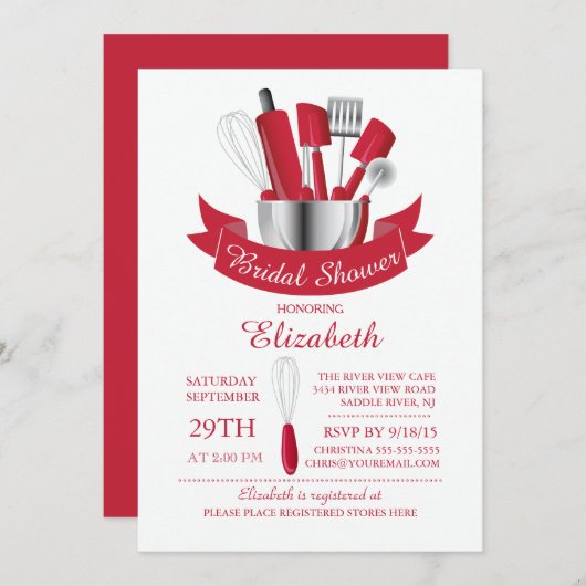 モダンな在庫台所ブライダルシャワーの招待状 招待状 (正面/裏面)