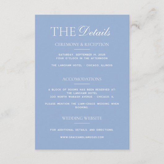 モダンな境界の優雅な結婚式の詳細カード エンクロージャーカード (正面)