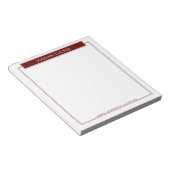 モダンな境界線のあるバーガンディレッドのネームプレート学校オフィス ノートパッド (アングル)