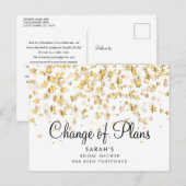 モダンな変更 プラン ブライダルシャワー ゴールドスター ポストカード (正面/裏面)