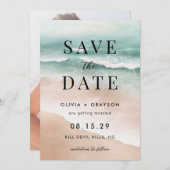 モダンな夏のビーチ オーシャン ウェディング セーブ・ザ・デート (正面/裏面)