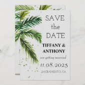 モダンな夏の海辺のウェディング セーブザデート (正面/裏面)