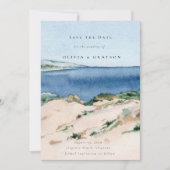 モダンな夏の海辺の結婚式 Save the Date セーブザデート (正面)