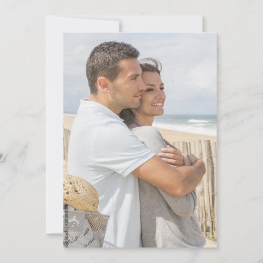 モダンな夏の海辺の結婚式 Save the Date セーブザデート (裏面)