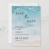 モダンな夏の海辺の結婚式 Save The Date セーブザデート (正面)