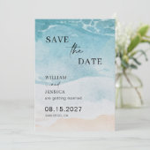 モダンな夏の海辺の結婚式 Save The Date セーブザデート (スタンド正面)