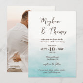 モダンな夏の海辺をテーマにした写真ウェディング 招待状 (正面/裏面)