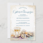 モダンな夏の牡蠣とシャンパンのコーストスタイル 招待状 (正面)