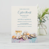 モダンな夏の牡蠣パーティー パステルカラーの海岸スタイル 招待状 (スタンド正面)