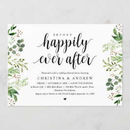 モダンな夏の緑、結婚式のリハーサルディナー 招待状