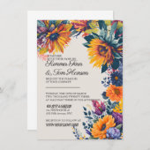 モダンな夏の花の結婚式招待状カード 案内状 (正面/裏面)