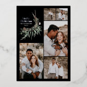 モダンな多写真エレガント水彩ボタニカル 箔シーズンカード (正面)