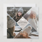 モダンな多写真コラージュ卒業生 案内状 (正面)