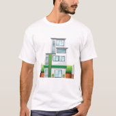 モダンな多層階住宅 コンテンポラリーな家 Tシャツ (正面)