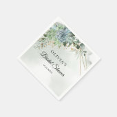 モダンな多肉植物 ユーカリ ゴールド ブライダルシャワー スタンダードカクテルナプキン (角)