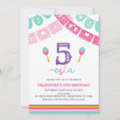 モダンな多色の女の子の3エストラ 3歳の誕生日 招待状 (正面)