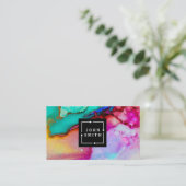 モダンな多色刷りの水彩画のカッコいいの抽象芸術 名刺 (スタンド正面)