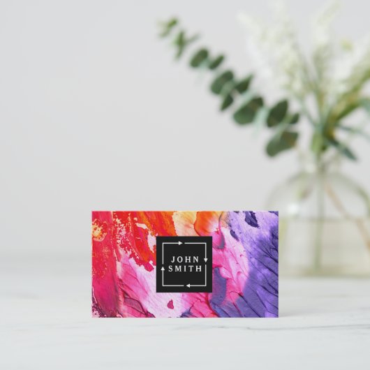 モダンな多色刷りの水彩画は抽象美術を冷却します 名刺 (スタンド正面)
