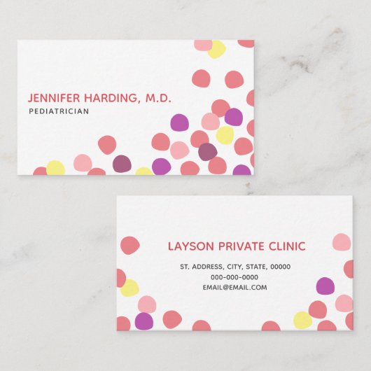 モダンな多色刷りの点々のあるな小児科の名刺 名刺 (正面/裏面)