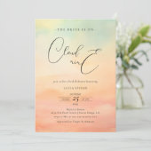 モダンな夢見るような夕焼け オン クラウド9 ブライダルシャワー 招待状 (スタンド正面)