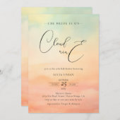 モダンな夢見るような夕焼け オン クラウド9 ブライダルシャワー 招待状 (正面/裏面)