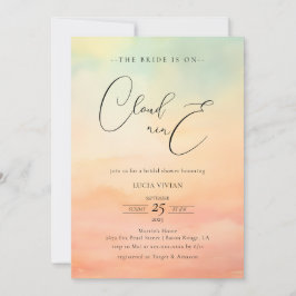 モダンな夢見るような夕焼け オン クラウド9 ブライダルシャワー 招待状