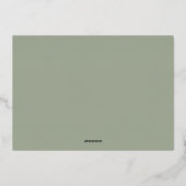 モダンな大きなフォントのセージグリーン・Save the Date 箔招待状 (裏面)