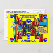 モダンな大きな文字のインディアナ州グリーティングポストカード! ポストカード (正面/裏面)