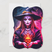 モダンな大人のハロウィンパーティー ゴシックウィッチ 招待状 (裏面)