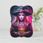 モダンな大人のハロウィンパーティー ゴシックウィッチ 招待状 (スタンド正面)