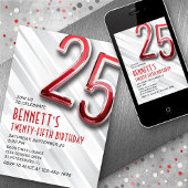 モダンな大人の25歳誕生日招待状 招待状
