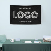 モダンな大型長方形ロゴ（黒と白） 横断幕 (トレードショー)