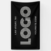 モダンな大型長方形ロゴ（黒と白） 横断幕 (縦)