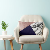 モダンな大理石のばら色の金ゴールドおよび濃紺Tricut Geo ランバークッション (椅子)
