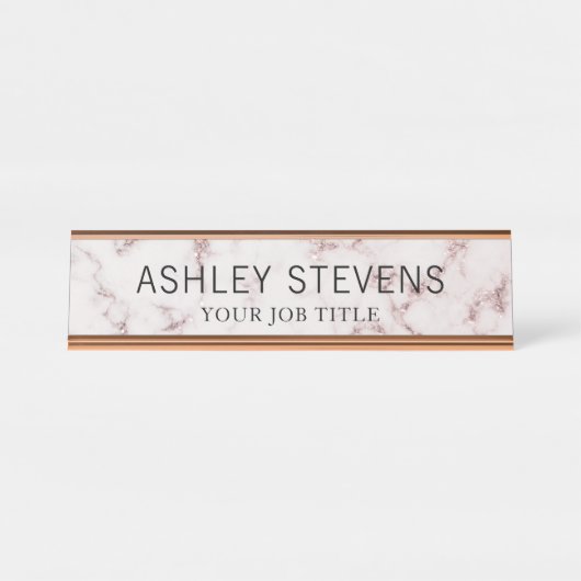モダンな大理石のオフィス従業員 デスクネームプレート (正面)