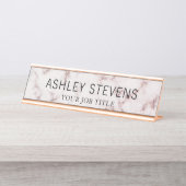 モダンな大理石のオフィス従業員 デスクネームプレート (正面)