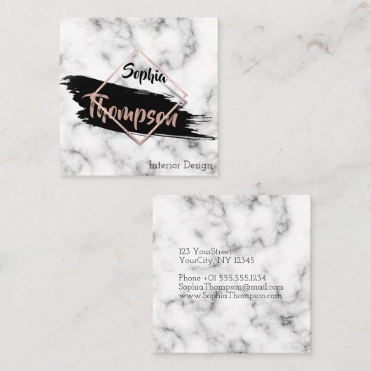 モダンな大理石のペンキの打撃のグリッター-名刺 スクエア名刺 (正面/裏面)