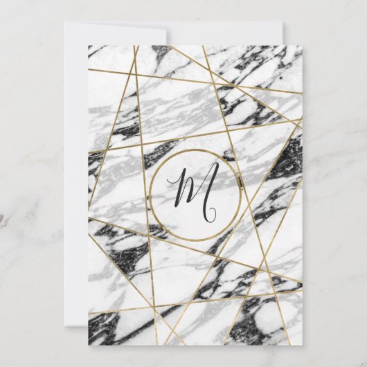 モダンな大理石の金ゴールドの幾何学的な誕生会 招待状 (裏面)