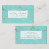 モダンな大理石の銀製のティール(緑がかった色)のシックでエレガントな化粧 名刺 (正面/裏面)