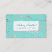 モダンな大理石の銀製のティール(緑がかった色)のシックでエレガントな化粧 名刺 (正面)