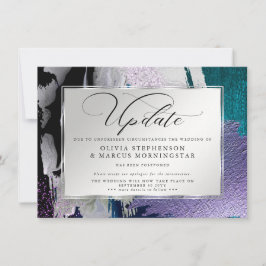 モダンな大胆な抽象的なオーキッドアクアの延期 招待状