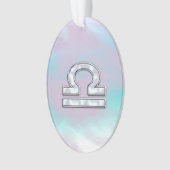 モダンな天秤座の(占星術の)十二宮図の印の真珠色のスタイル オーナメント (正面)