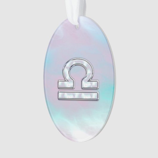 モダンな天秤座の(占星術の)十二宮図の印の真珠色のスタイル オーナメント (正面)