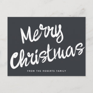 モダンな太字のクリスマスおめでとうの筆記体 ポストカード