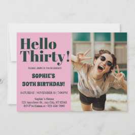 モダンな太字のタイポグラフィーで30歳の誕生日を祝おう フォトパーティー 招待状