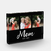 モダンな太字の黒のスクリプト Mom Established 3枚の写真 フォトブロック (左)