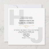モダンな太字タイポグラフィーの黒と白の結婚式 招待状 (正面)